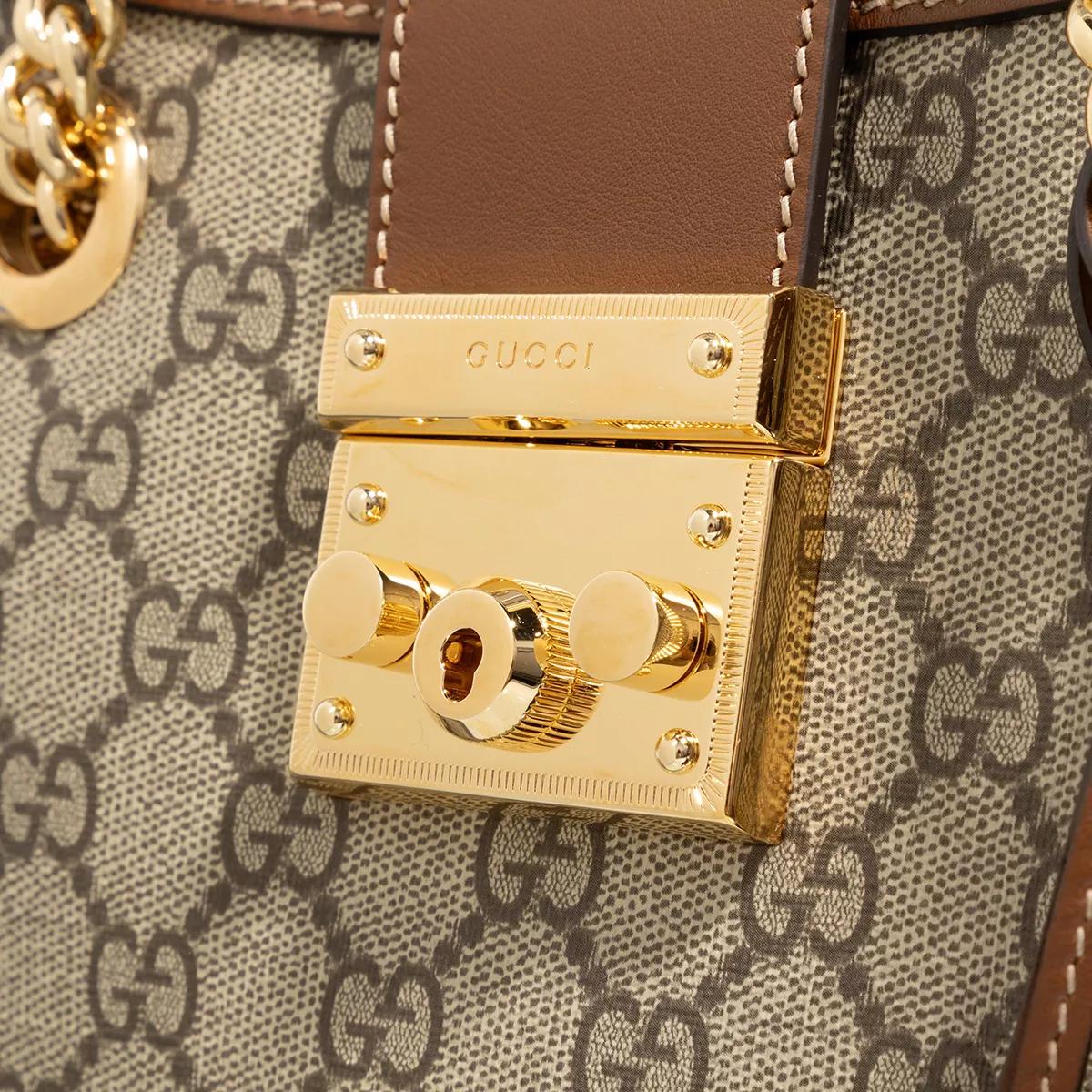 Gucci Shoppers Small GG Supreme Padlock Shoulder Bag in crème