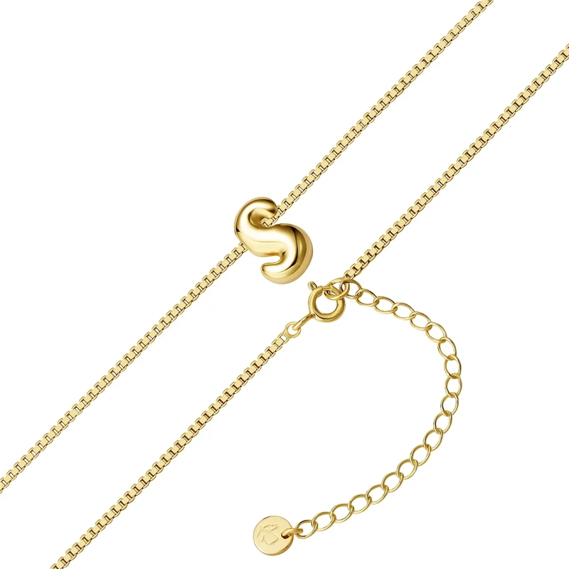 Glanzstücke München Mittellange Halskette Sterling Silber Halskette Buchstabe S gold(Image 3)