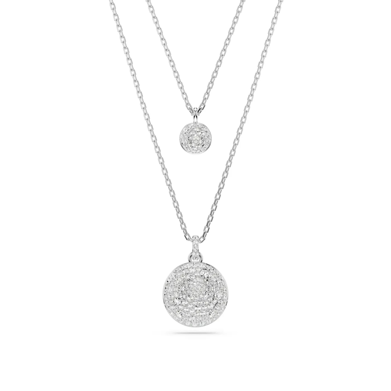 Swarovski Medium Halsketting Meteora layered pendant, Rhodium plated White