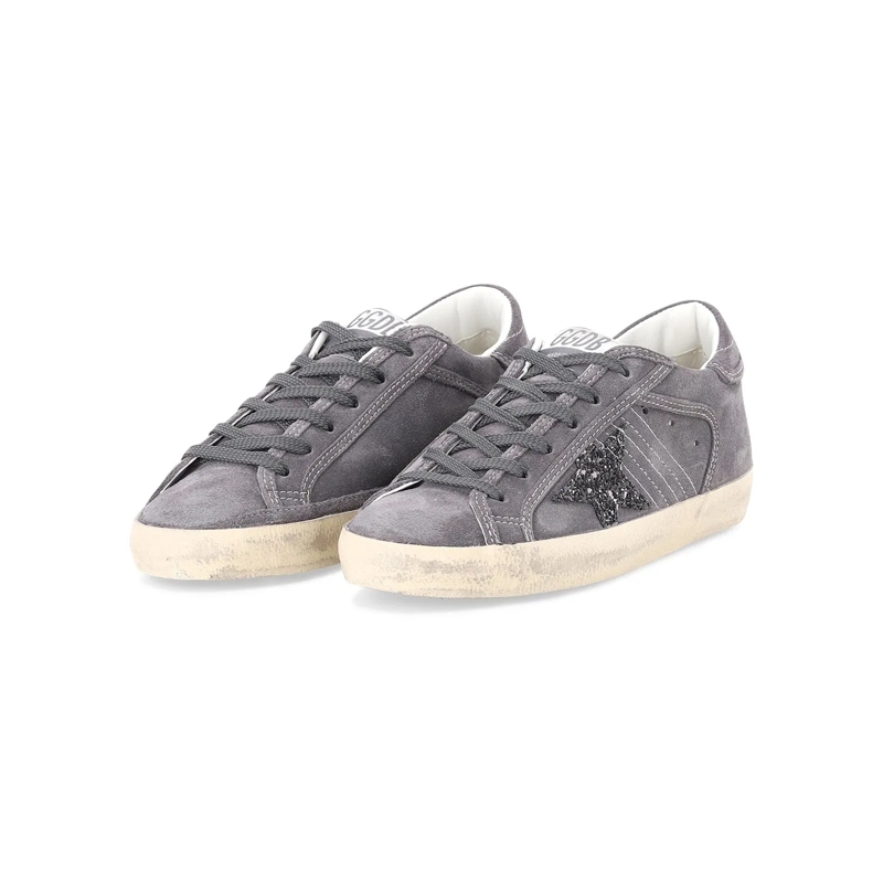 Golden Goose Schnürschuhe Super Star Grey Suede Sneakers Grey