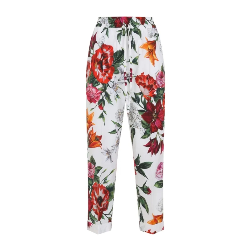 Dolce&Gabbana  Floral Print Trousers With Relaxed Fit Multicolor
