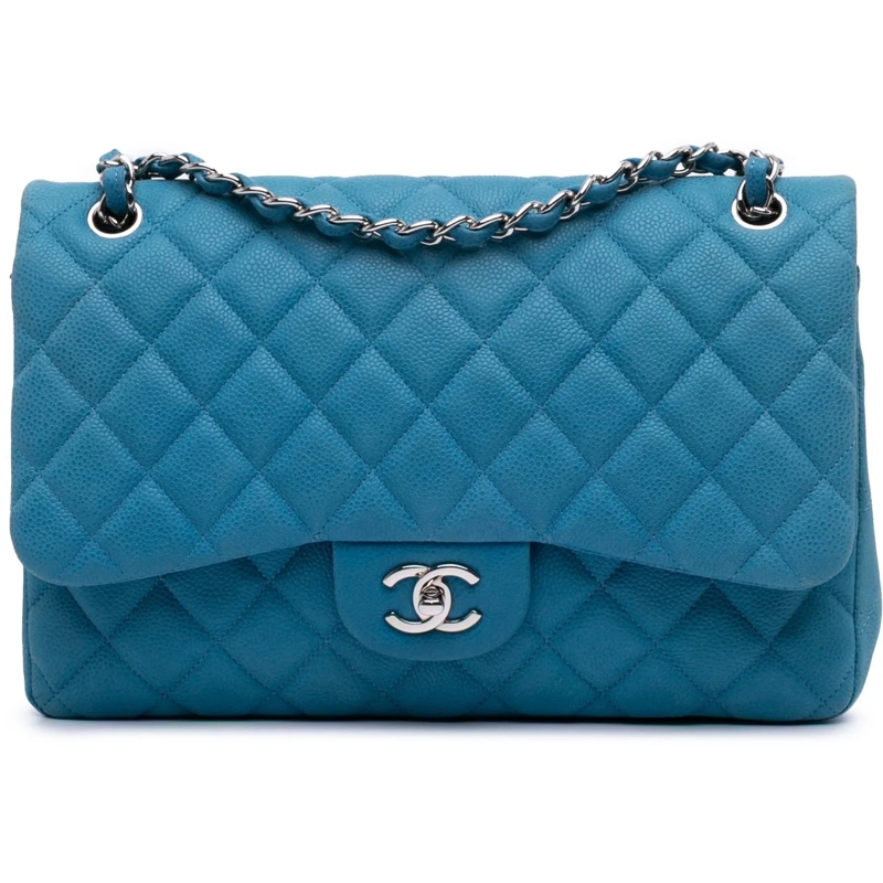 Chanel Sac à bandoulière Jumbo Classic Caviar Double Flap blau
