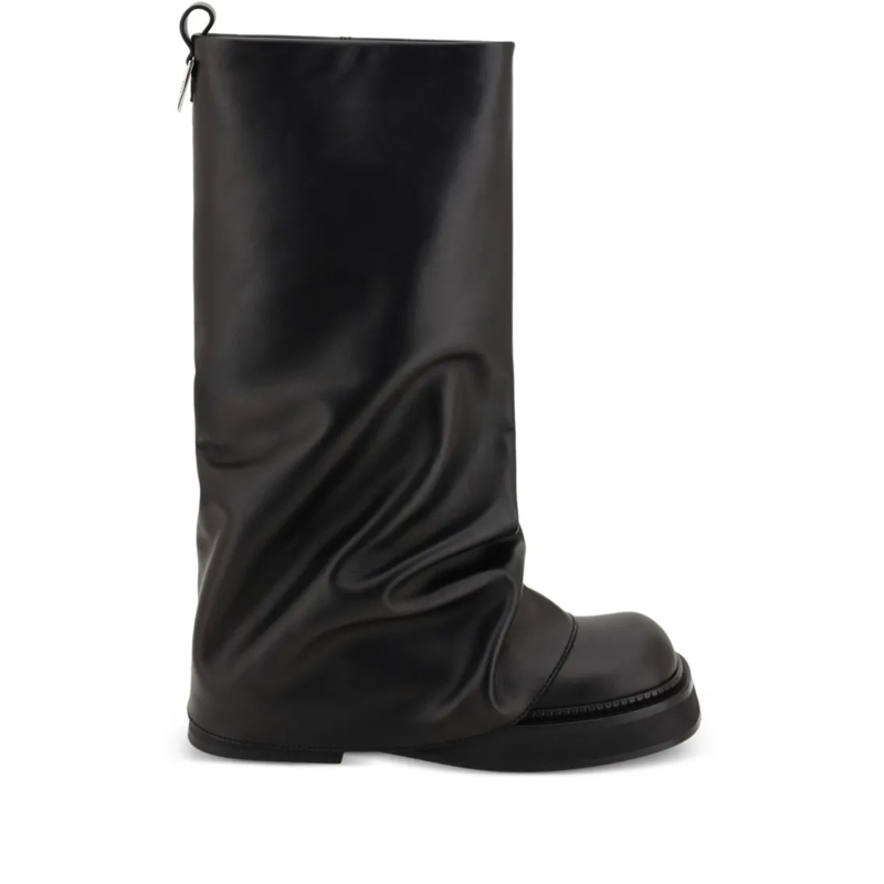 The Attico Bottes Pull-On Black Boots With Square Toe Black