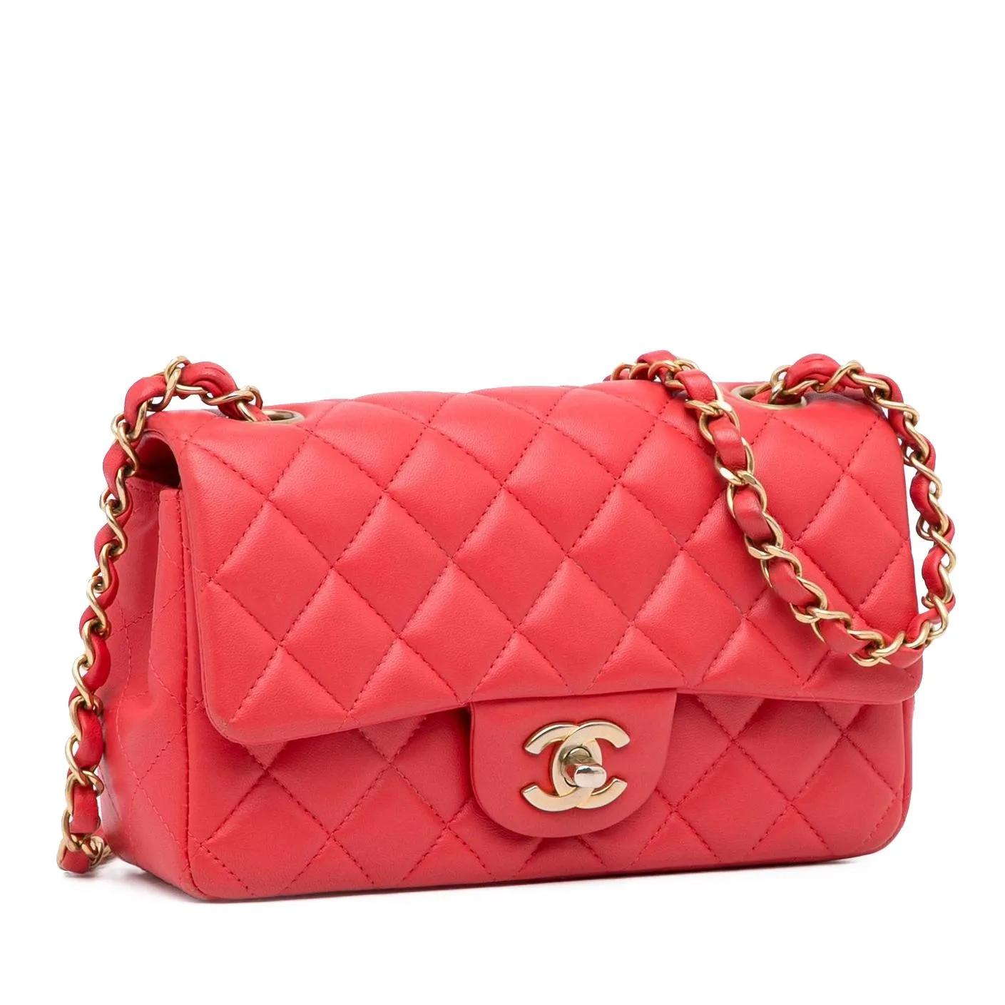 Thumbnail - Chanel Hobo Bags - Mini Rectangular Classic Lambskin Single Flap - Gr. unisize - in Rot - für Damen