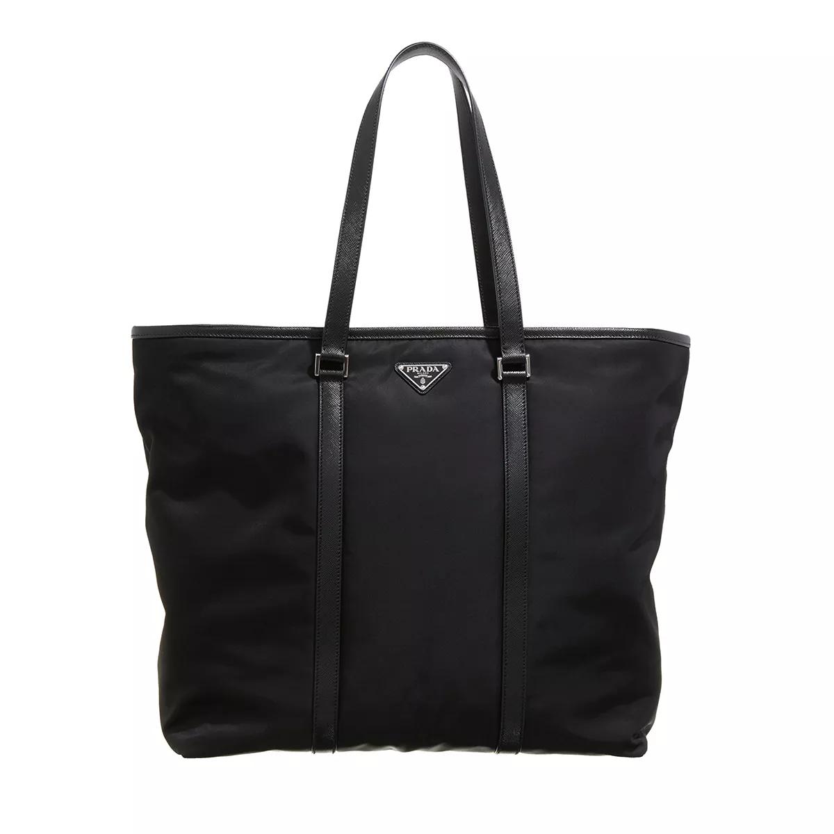 Prada Re-Nylon and Leather Tote Bag - Black - One Size