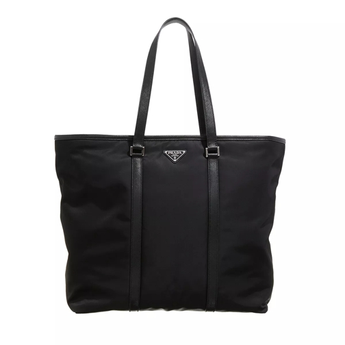 Prada Logo-Plague Tote Bag Black Shopping Bag