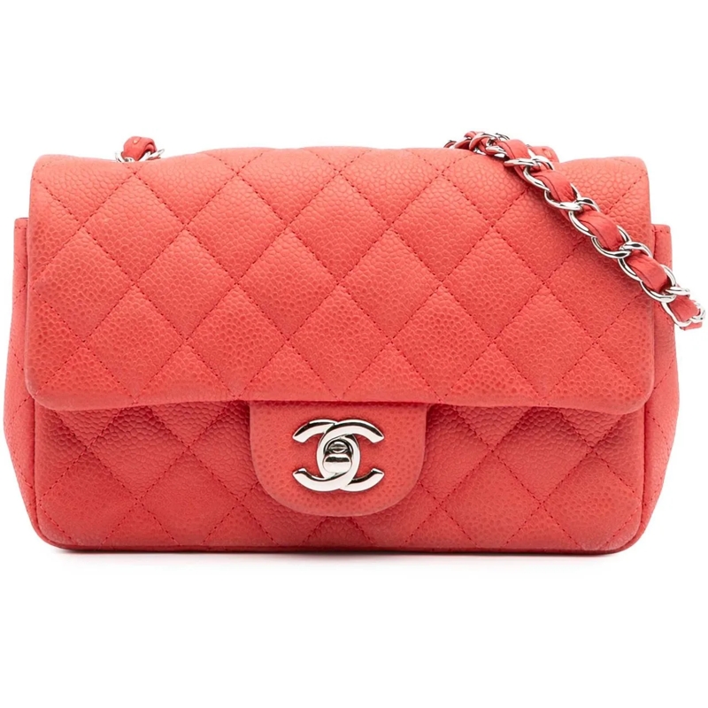 Chanel Sac à bandoulière Mini Rectangular Classic Caviar Single Flap orange