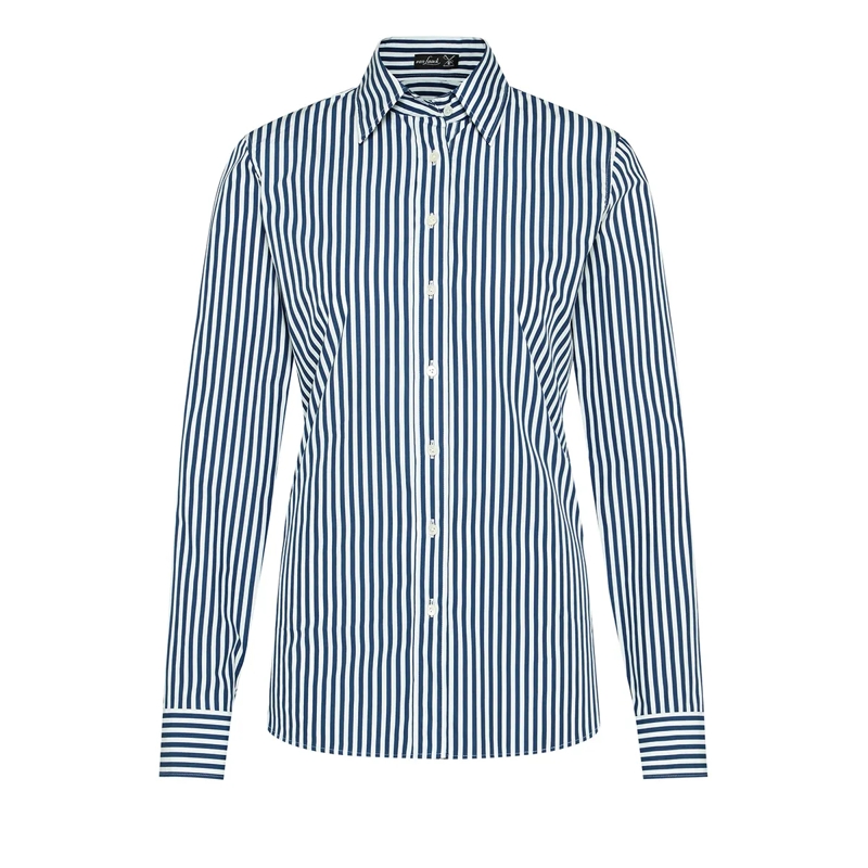 VAN LAACK Bluse Bluse Modern Fit Streifen dunkel-blau