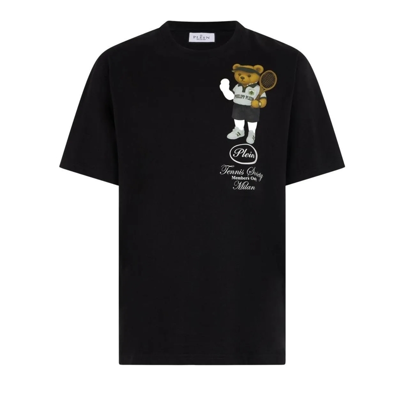 Philipp Plein T-Shirt Round Neck T-Shirt Teddy Tennis Society schwarz