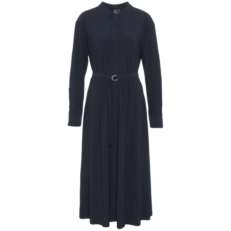 Norma Kamali Robe longue Maxi dress with waist belt blau