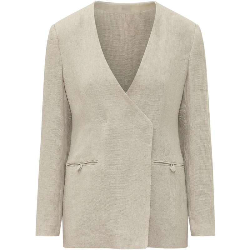 Emporio Armani Blazer Blazer con Scollo a V e Tasche weiß