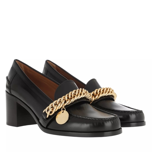 Givenchy Chunky High-Heeled Loafers Leather Black Mocassino