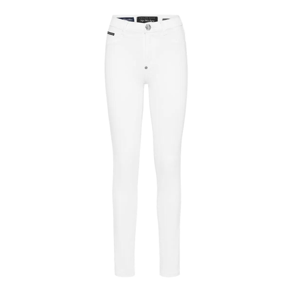 Thumbnail - Philipp Plein - Denim High Waist Jegging Logo - Größe 26 - weiß