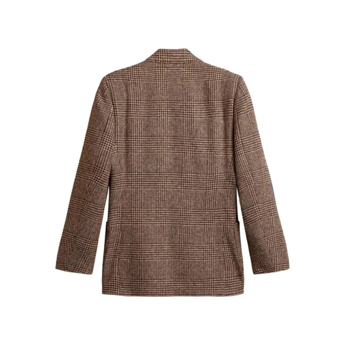 Golden Goose Blazer Tailored Check Blazer With Structured Shoulders Brown (Image 4)