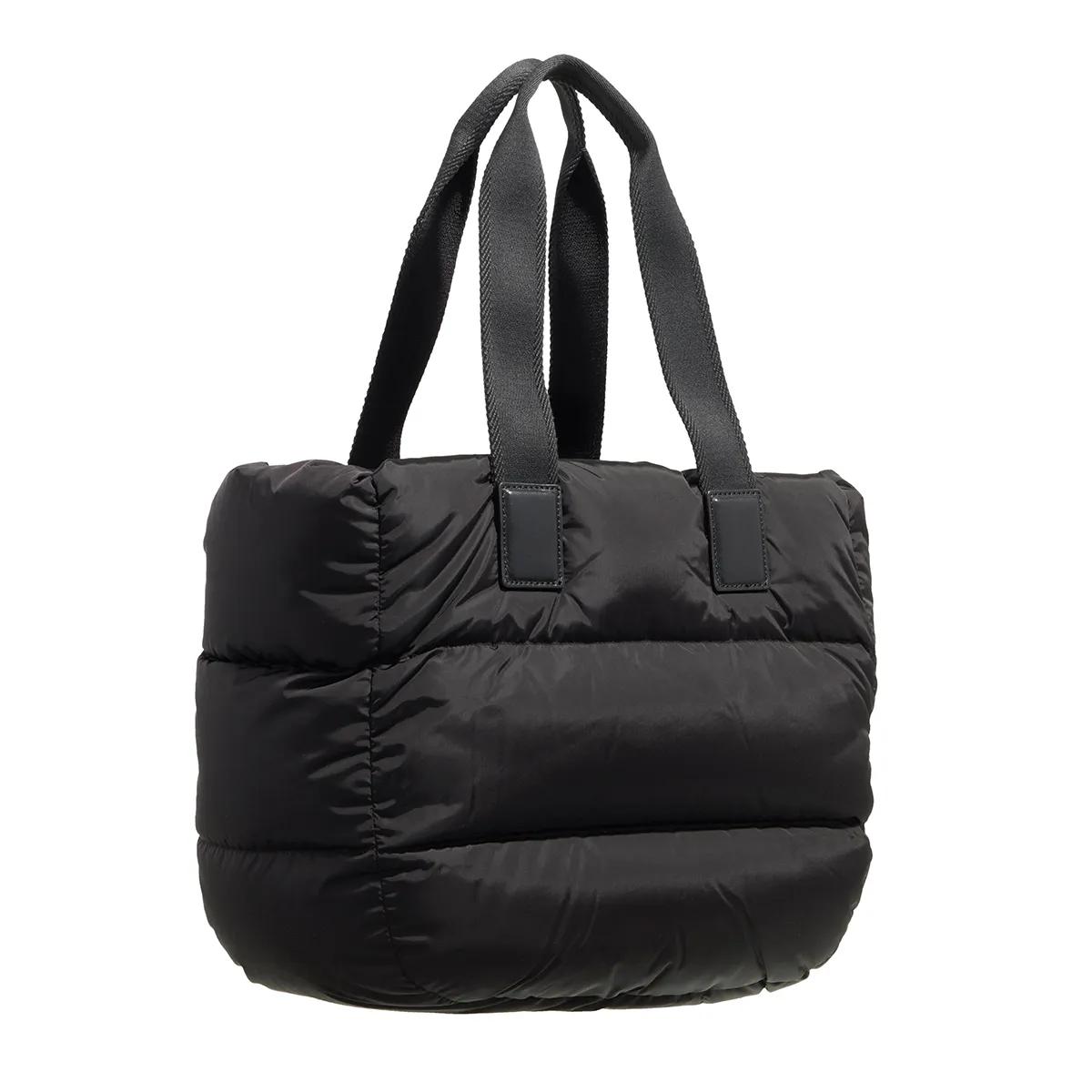 Moncler Gewatteerde Zwarte Tas met Logopatch Black Dames