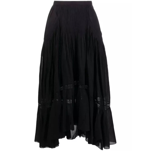 Etoile Isabel Marant High Waist Ruffled Midi Skirt Black 