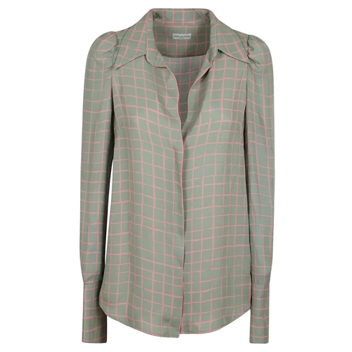 Dries Van Noten Hemden Celindra Viscose Shirt With V-Neck And Hidden Butt Green