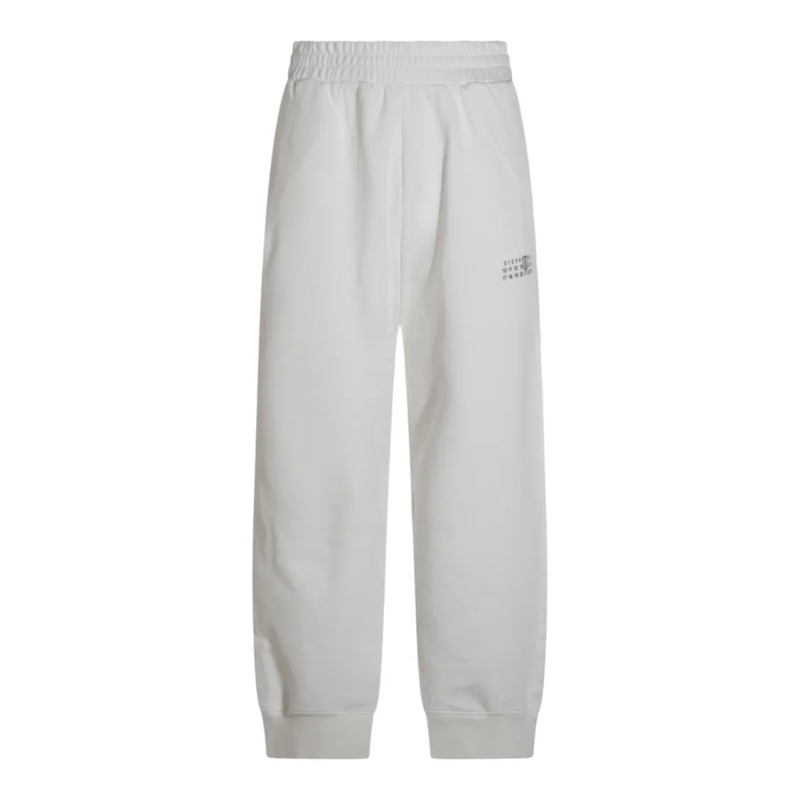 MM6 Maison Margiela Jogginghose Relaxed Fit White Trousers With Ribbed Cuffs White