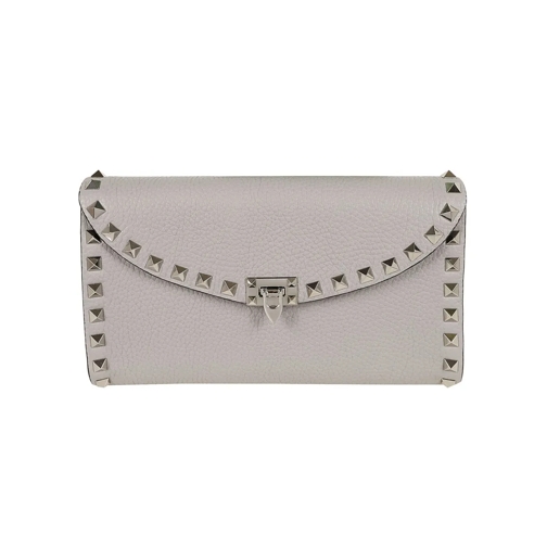 Valentino Portemonnee Rockstud Grained Calfskin Wallet Grey