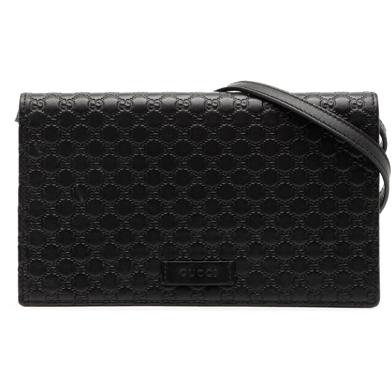 Gucci Schultertasche Microguccissima Wallet on Strap schwarz