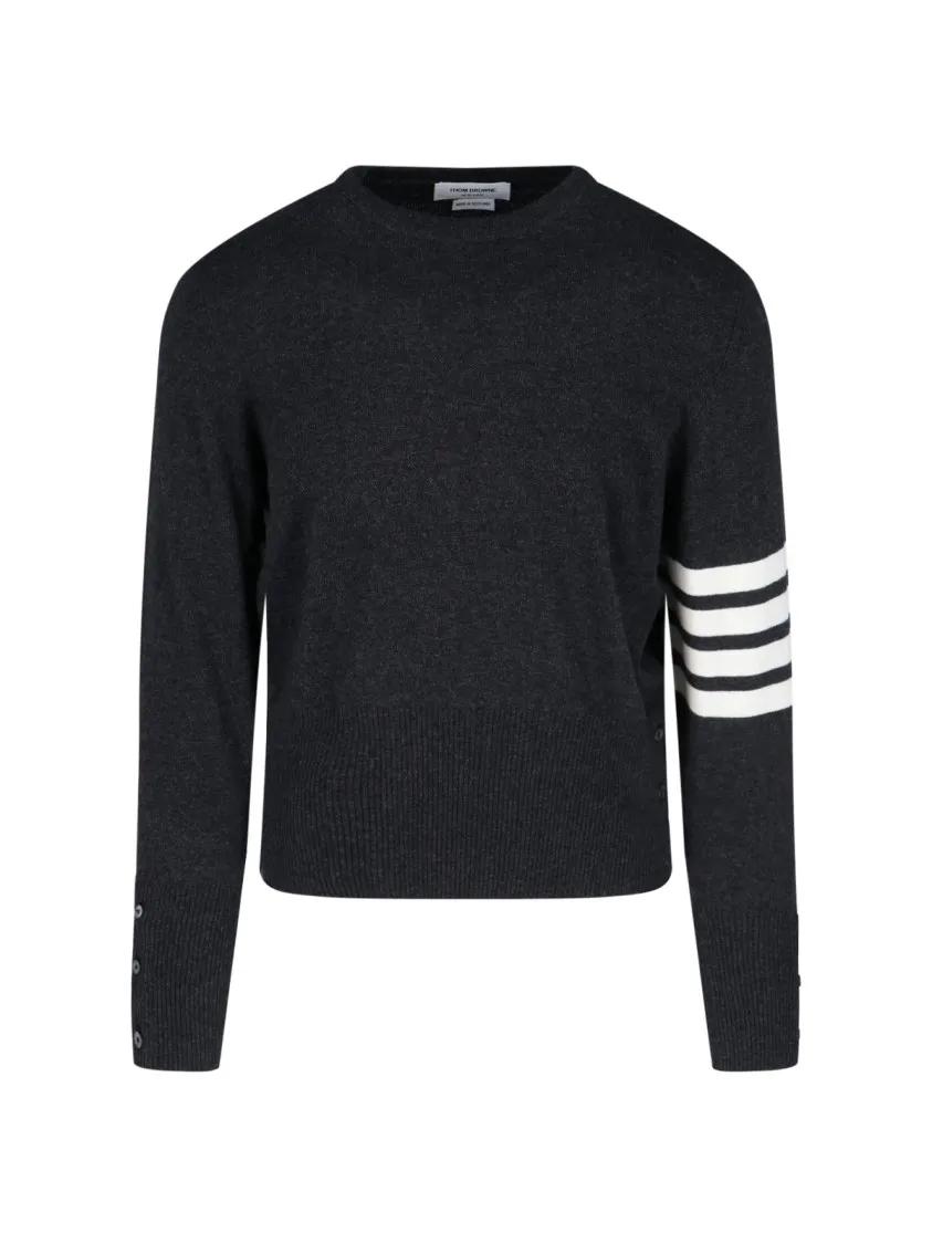 Thumbnail - Thom Browne - 'Loopback 4-Bar' Knit Top – Black - Größe 5 - schwarz