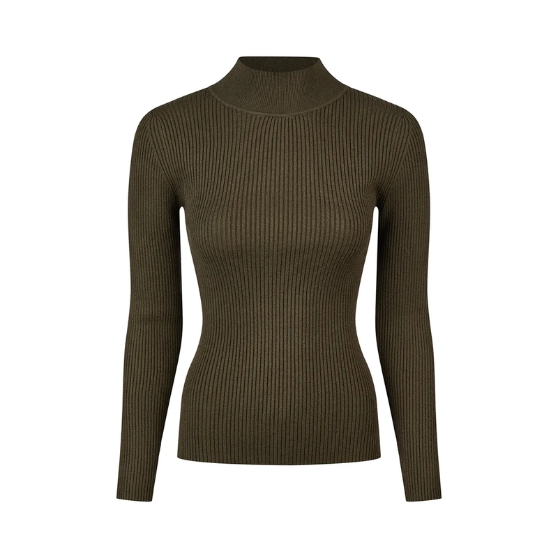 Marc Aurel Rollkragenpullover Turtle-Pullover aus Sparkling Rippe grün