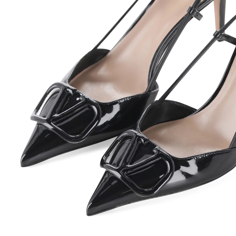 Valentino Garavani Schnürschuhe Slingback-Pumps aus Lackleder schwarz(Image 4)
