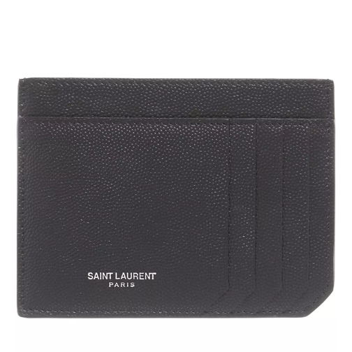 Saint Laurent In Card Holder In Grain Poudre Embossed Leather Black Kaartenhouder