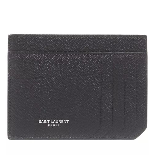Saint Laurent In Card Holder In Grain Poudre Embossed Leather Black Kartenhalter