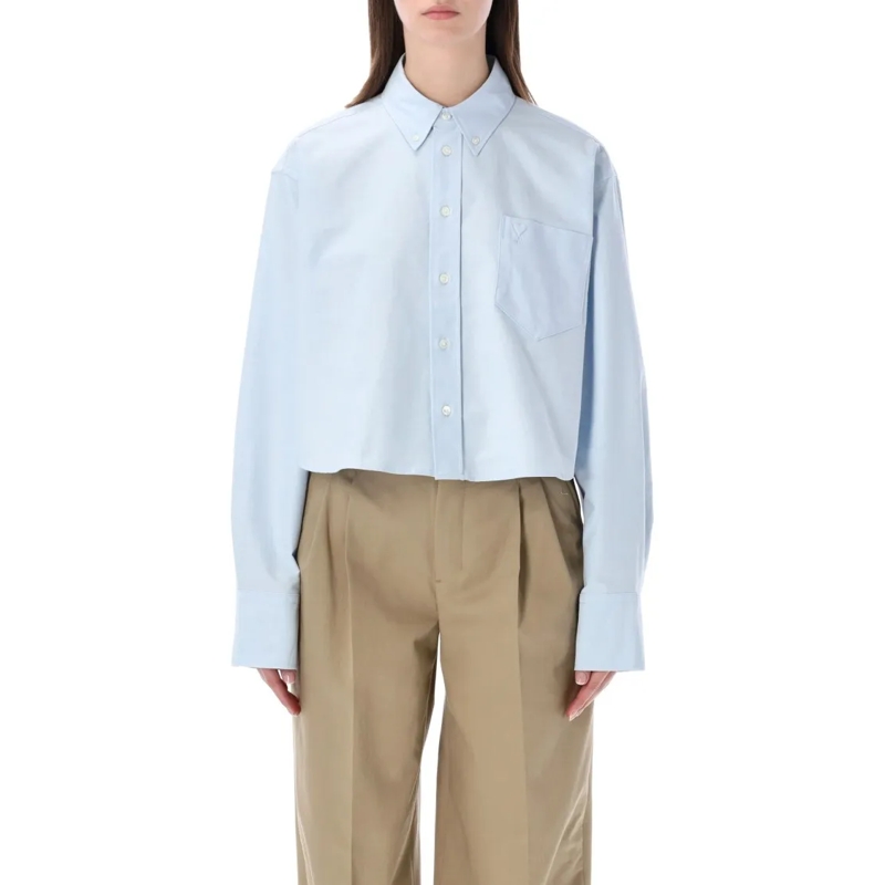 AMI Paris Hemd Oxford Cropped Shirt White