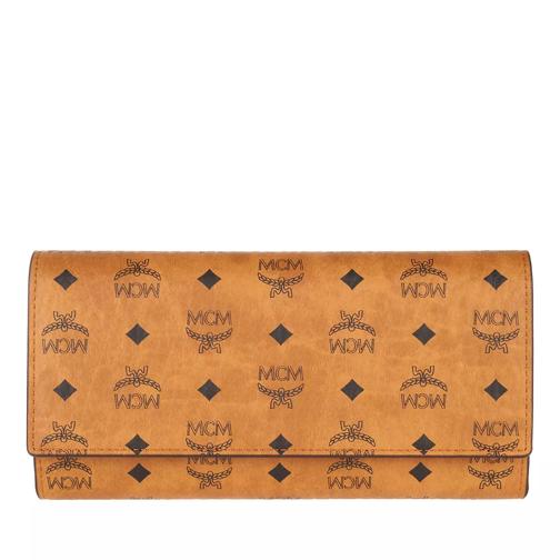 MCM M-Veritas Flap Wallet/Tri-Fold Large Cognac Continental Wallet-plånbok