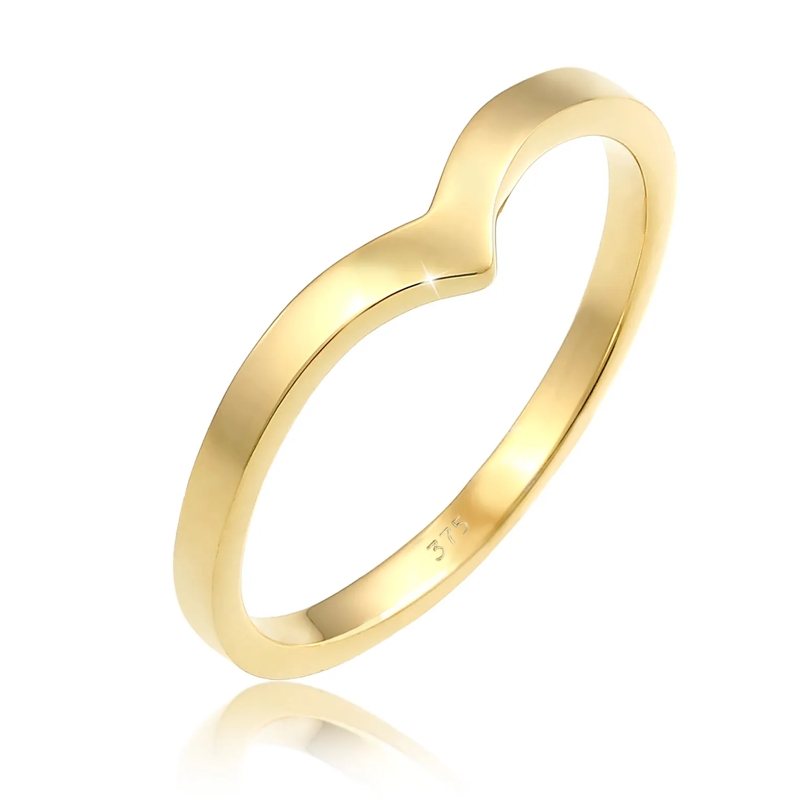 Elli Ring Ring V-Form Stapelring Geo Look Modern 375 Gelbgol gold