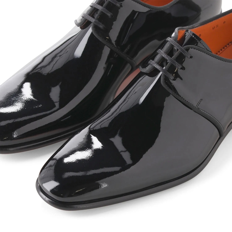 Santoni Veterschoenen Schnürschuhe aus Lackleder schwarz(Image 3)