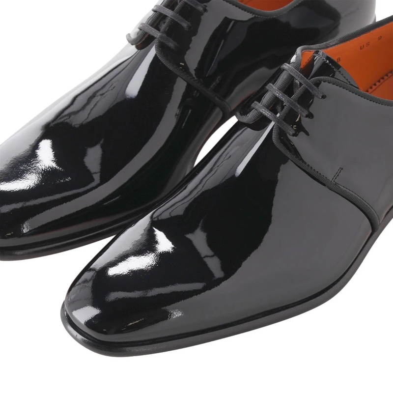 Santoni Chaussures à lacets Schnürschuhe aus Lackleder schwarz(Image 3)