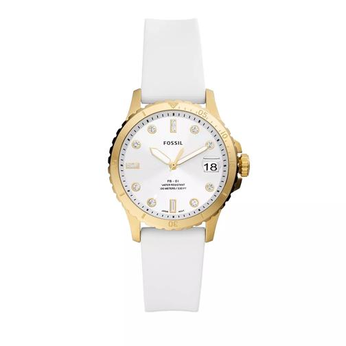 Fossil FB-01 Three-Hand Date Silicone Watch White Quarz-Uhr
