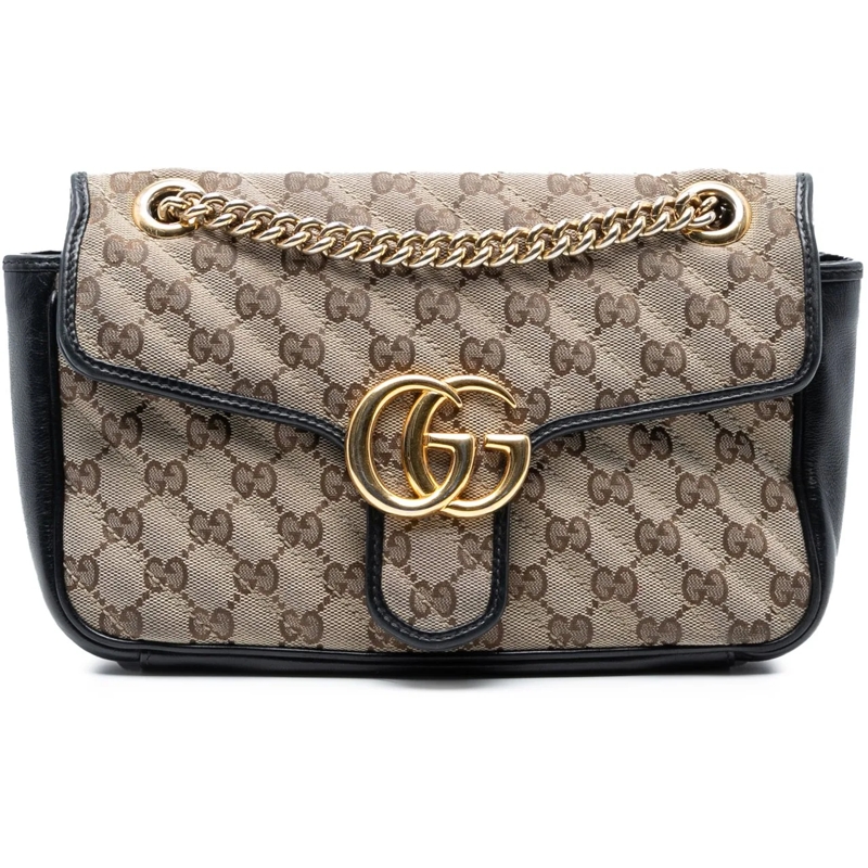 Gucci Sac à bandoulière Medium GG Marmont Matelasse Diagonal GG Canvas Sho braun
