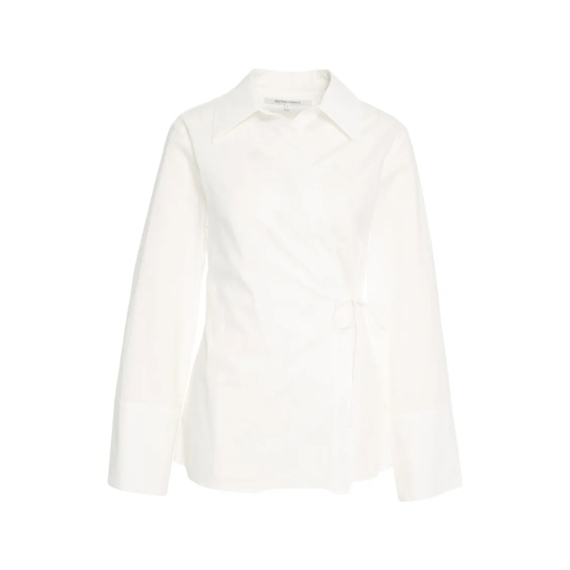 Second Female Hemd Wrap-Style White Blouse With Side Tie Detail White