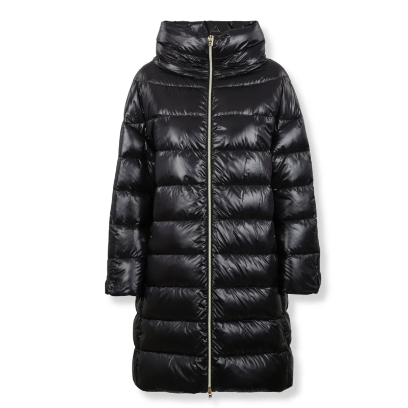 Herno  Medium-Length Quilted Down Jacket With High Collar Black