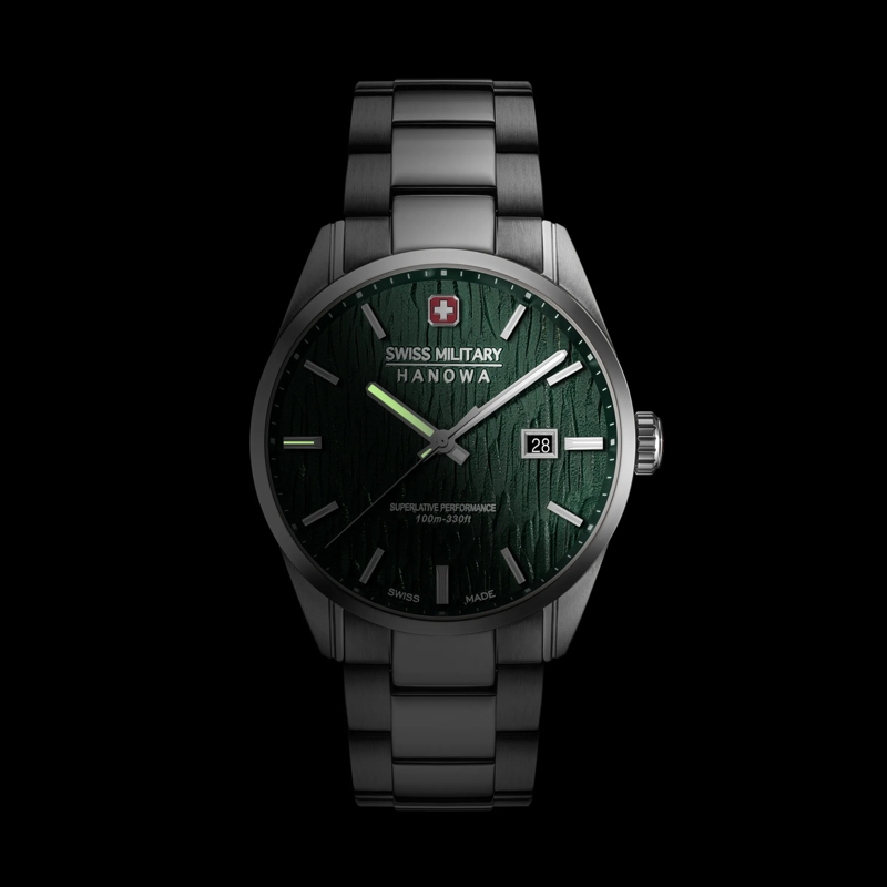 Swiss Military Hanowa Quarzuhr Quarzuhr Silver Fir- Anzeige: 3 Zeiger- Qualitä grün(Image 5)