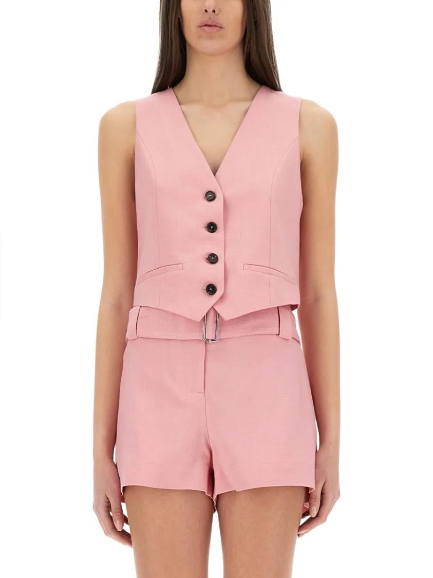Thumbnail - MSGM - Cropped Vest With Deep V-Neckline - Größe 40 - pink