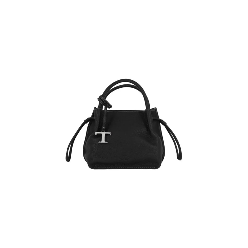 Tod's Sac reporter Small Black Pebbled Leather Bucket Bag Black