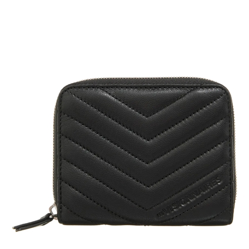 LES VISIONNAIRES Elina Quilting Black Zip-Around Wallet