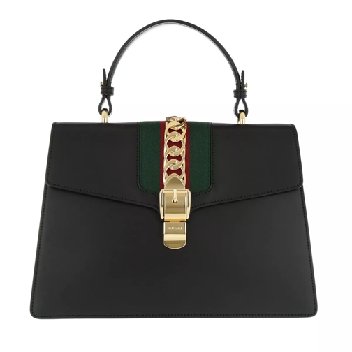 Gucci Sylvie Medium Top Handle Bag Black Satchel