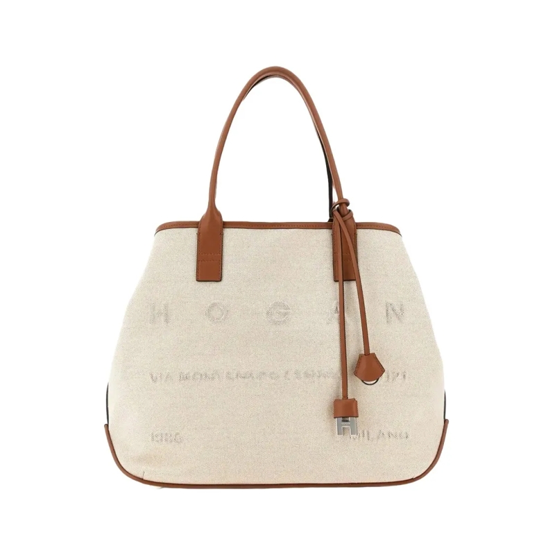 Hogan Schultertasche Spacious Chari Shopping Bag In Address Media Tessu Neutrals