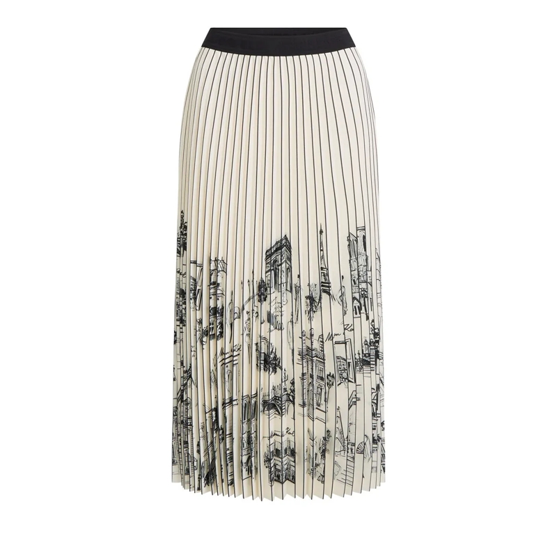 Karl Lagerfeld Minirock Faltenrock mit Paris-Skizze winterweiß