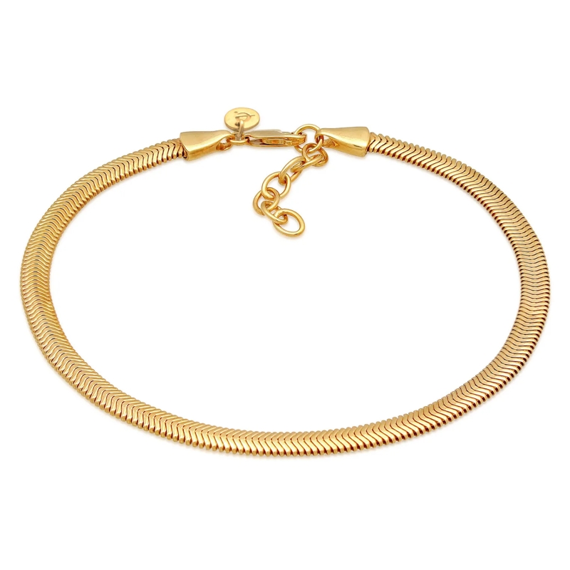 Elli Fußkettchen Fußschmuck Schlangenkette Flach Elegant 925 Silber gold