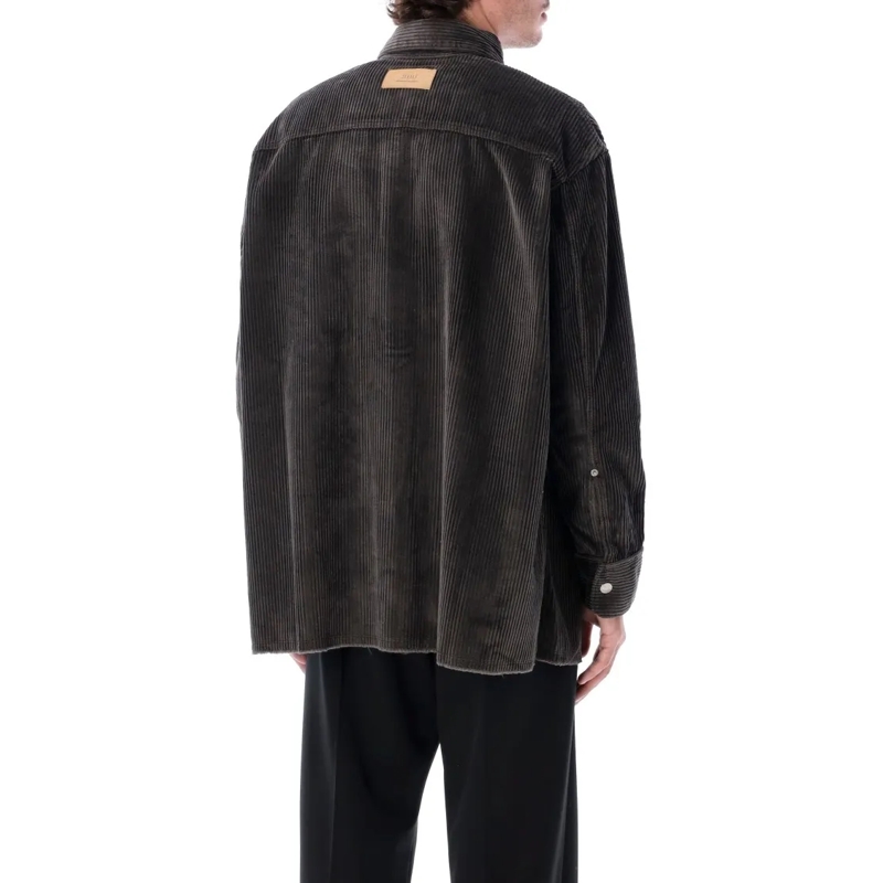 AMI Paris Hemd Relaxed Fit Black Corduroy Overshirt With Classic  Black