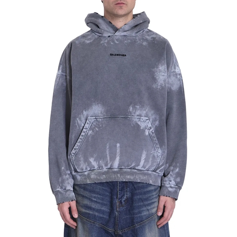 Balenciaga  Washed Grey Oversized Hoodie With Tie-Dye Effect A Grey