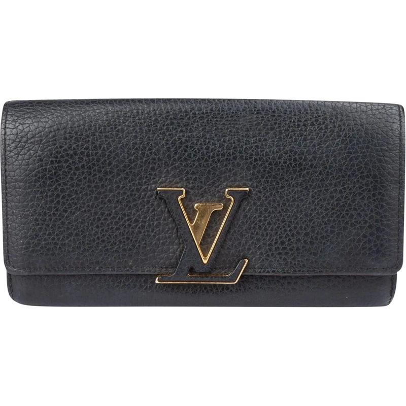 Louis Vuitton Geldbörse Louis Vuitton Taurillon Leather Capucines Wallet schwarz