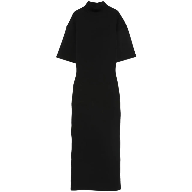 Jean Paul Gaultier Midikleid Cotton High Neck Long Dress Printed "jpg" Black/da schwarz